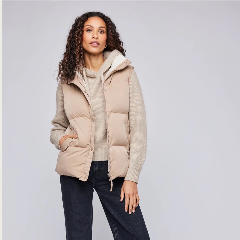 Gentle Fawn Beige Quilted Billie Puffer Vest L Like New